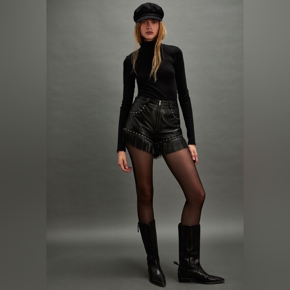 NWT Free People X Understated Leather Fringe Shorts - Picture 1 of 5